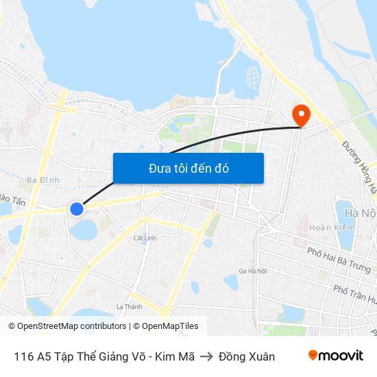 116 A5 Tập Thể Giảng Võ - Kim Mã to Đồng Xuân map