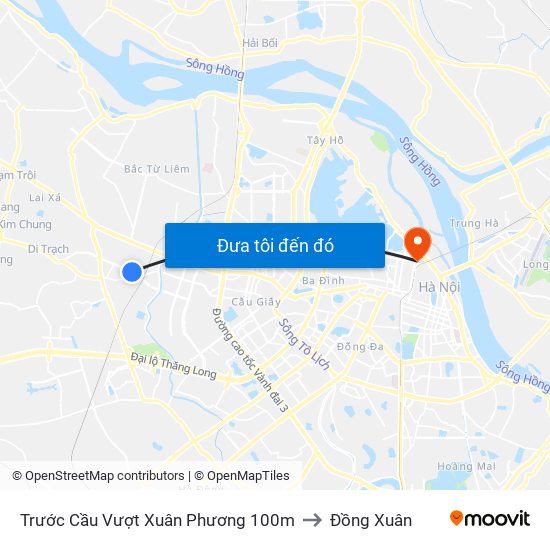 Trước Cầu Vượt Xuân Phương 100m to Đồng Xuân map