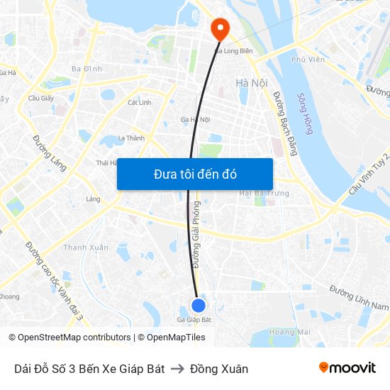 Dải Đỗ Số 3 Bến Xe Giáp Bát to Đồng Xuân map