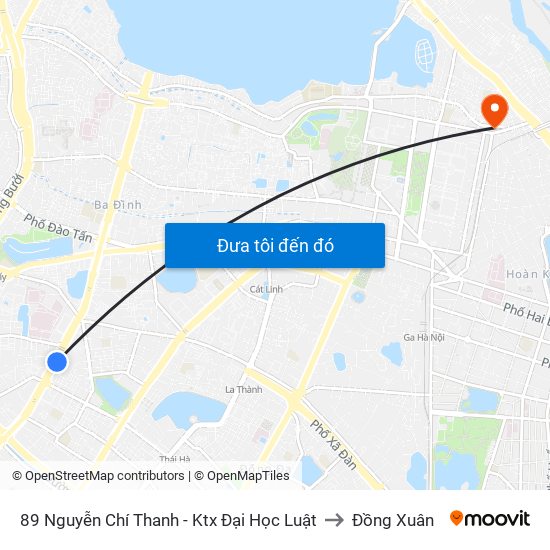 89 Nguyễn Chí Thanh - Ktx Đại Học Luật to Đồng Xuân map