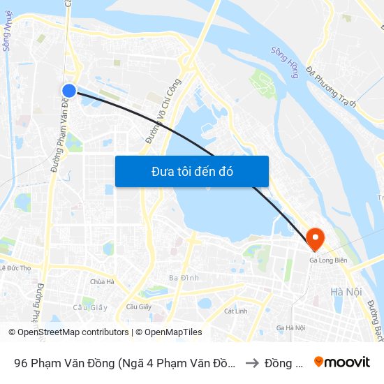 96 Phạm Văn Đồng (Ngã 4 Phạm Văn Đồng - Xuân Đỉnh) to Đồng Xuân map