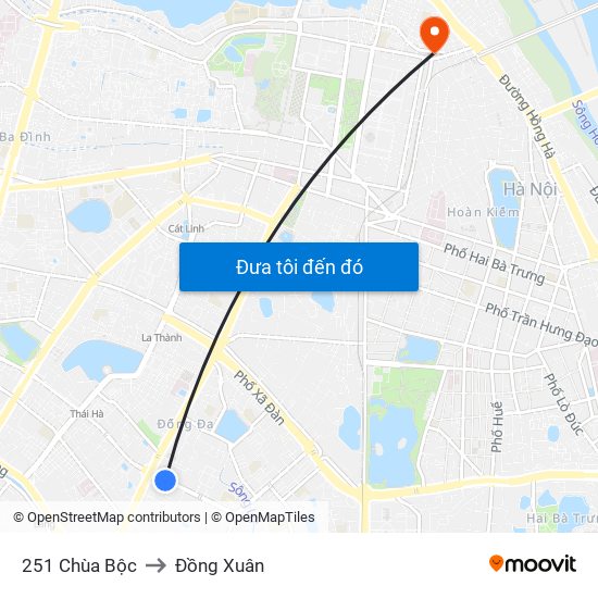 251 Chùa Bộc to Đồng Xuân map
