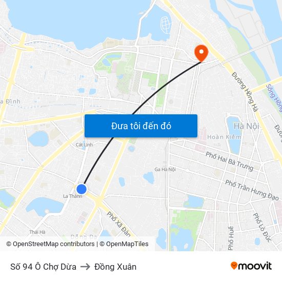 Số 94 Ô Chợ Dừa to Đồng Xuân map