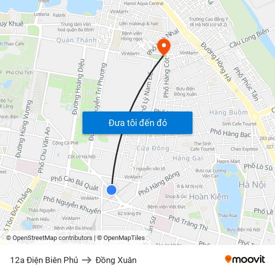 12a Điện Biên Phủ to Đồng Xuân map
