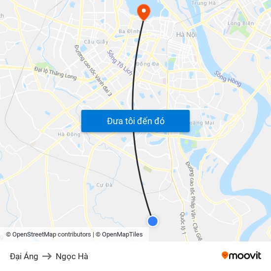 Đại Áng to Ngọc Hà map