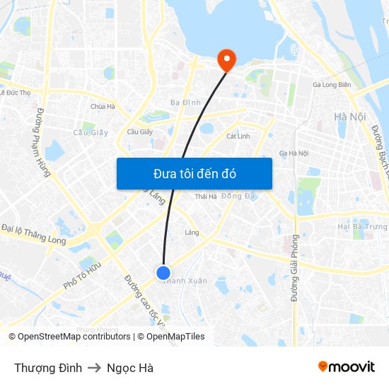 Thượng Đình to Ngọc Hà map