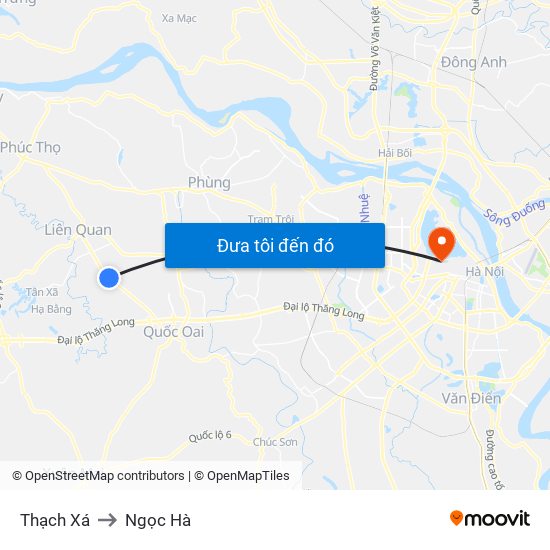 Thạch Xá to Ngọc Hà map