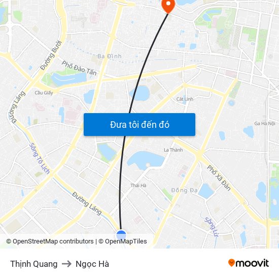 Thịnh Quang to Ngọc Hà map