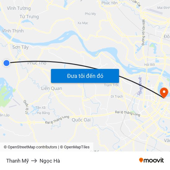 Thanh Mỹ to Ngọc Hà map