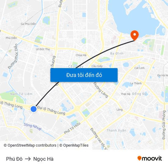 Phú Đô to Ngọc Hà map