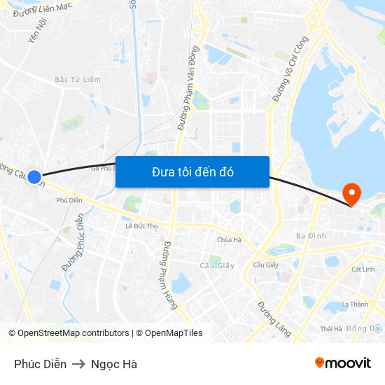 Phúc Diễn to Ngọc Hà map