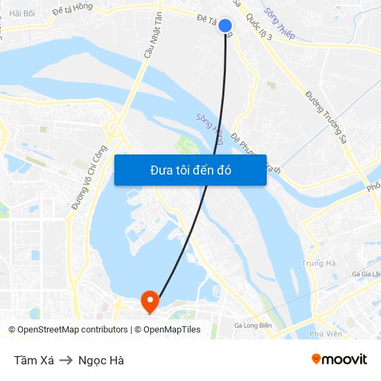 Tầm Xá to Ngọc Hà map