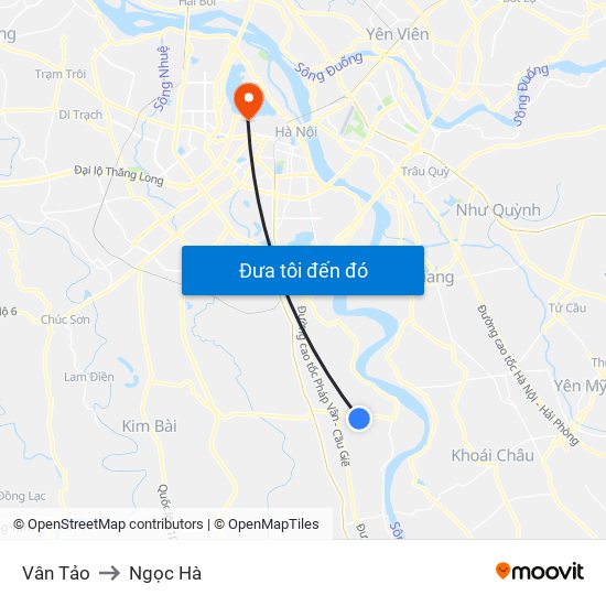 Vân Tảo to Ngọc Hà map