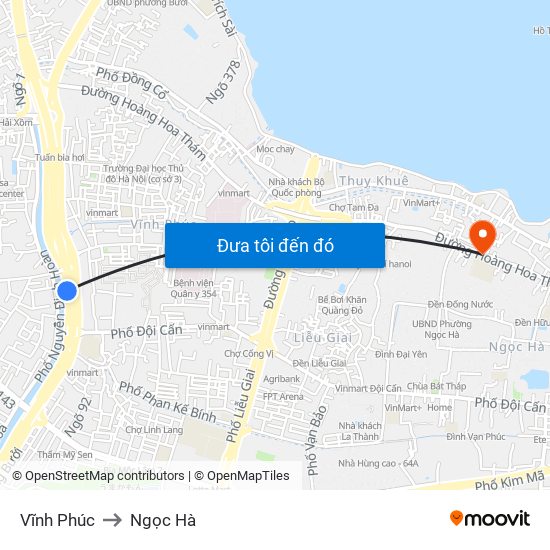 Vĩnh Phúc to Ngọc Hà map