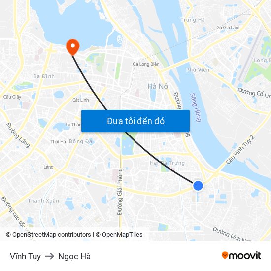 Vĩnh Tuy to Ngọc Hà map