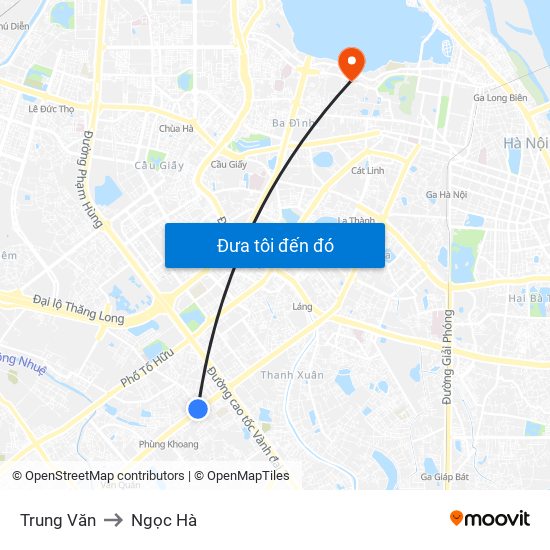 Trung Văn to Ngọc Hà map