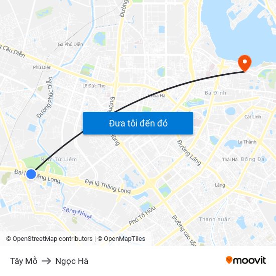 Tây Mỗ to Ngọc Hà map