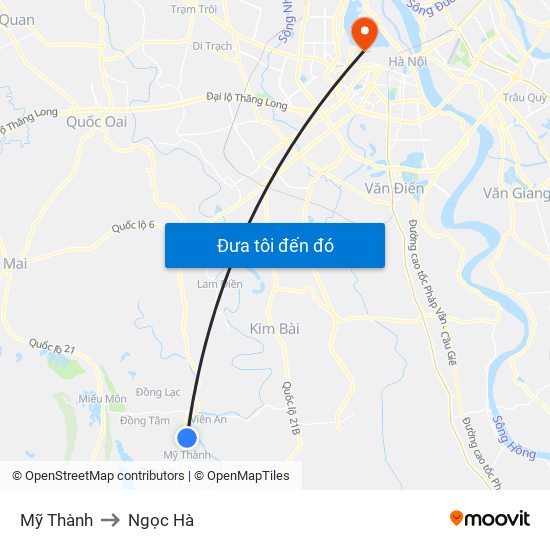 Mỹ Thành to Ngọc Hà map