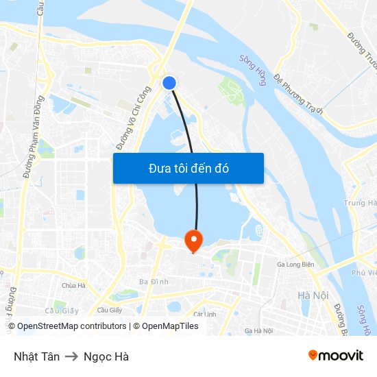 Nhật Tân to Ngọc Hà map