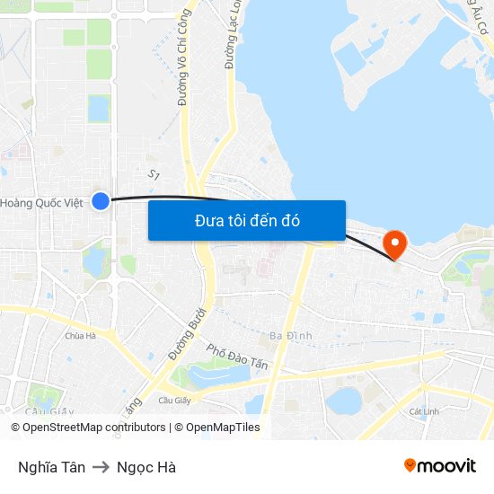 Nghĩa Tân to Ngọc Hà map