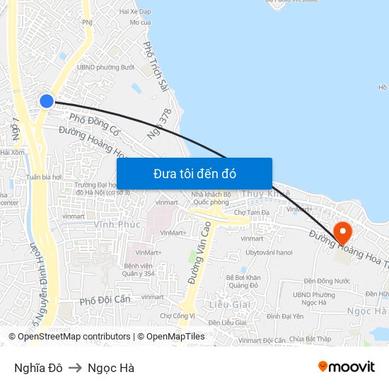 Nghĩa Đô to Ngọc Hà map