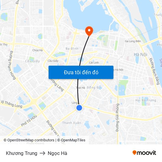 Khương Trung to Ngọc Hà map