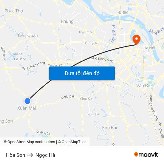 Hòa Sơn to Ngọc Hà map