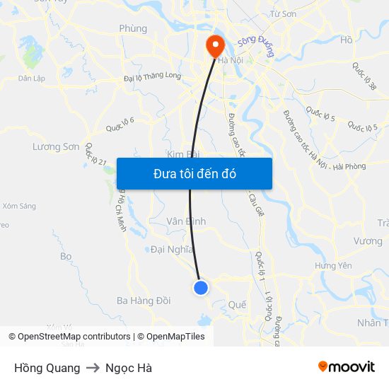 Hồng Quang to Ngọc Hà map