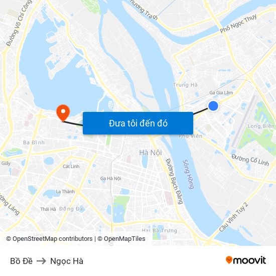 Bồ Đề to Ngọc Hà map