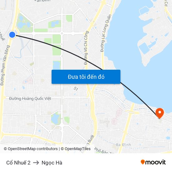 Cổ Nhuế 2 to Ngọc Hà map
