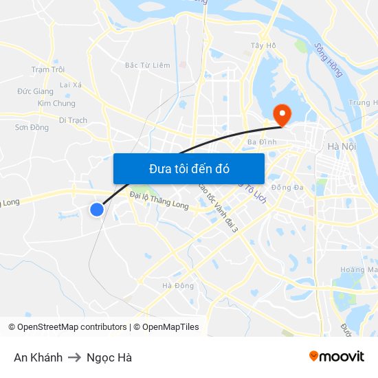 An Khánh to Ngọc Hà map