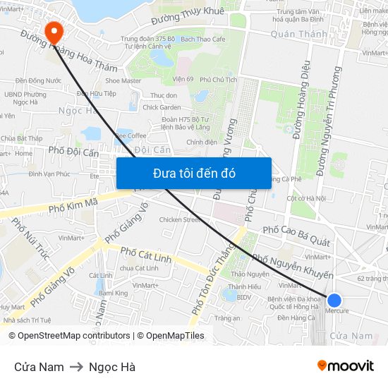 Cửa Nam to Ngọc Hà map