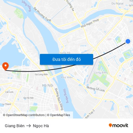 Giang Biên to Ngọc Hà map