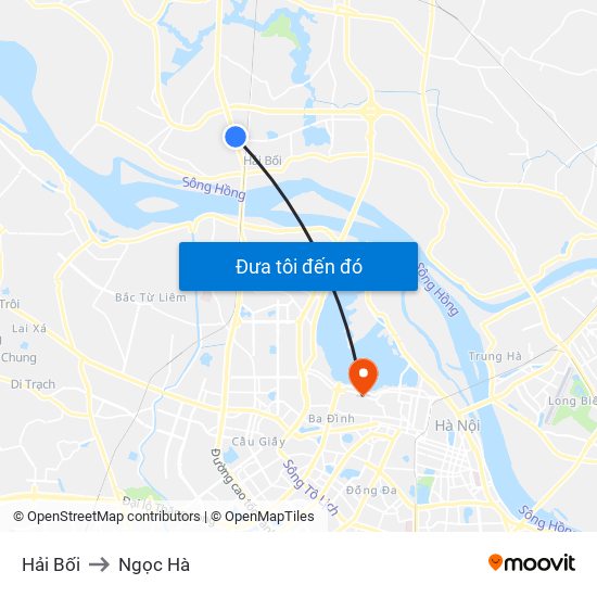 Hải Bối to Ngọc Hà map