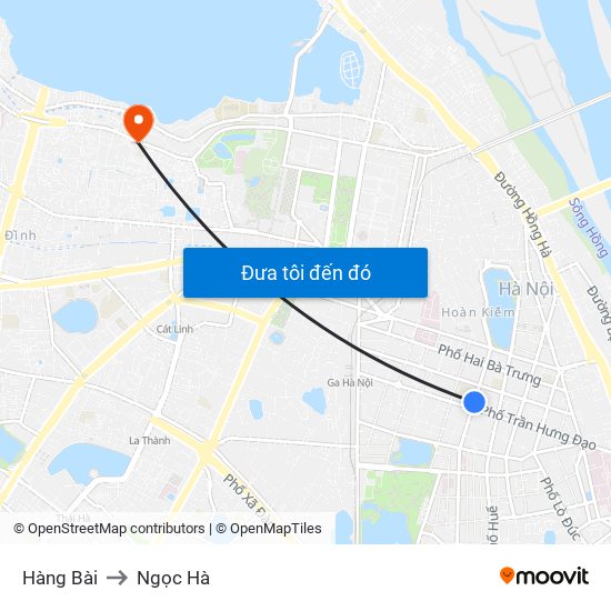 Hàng Bài to Ngọc Hà map