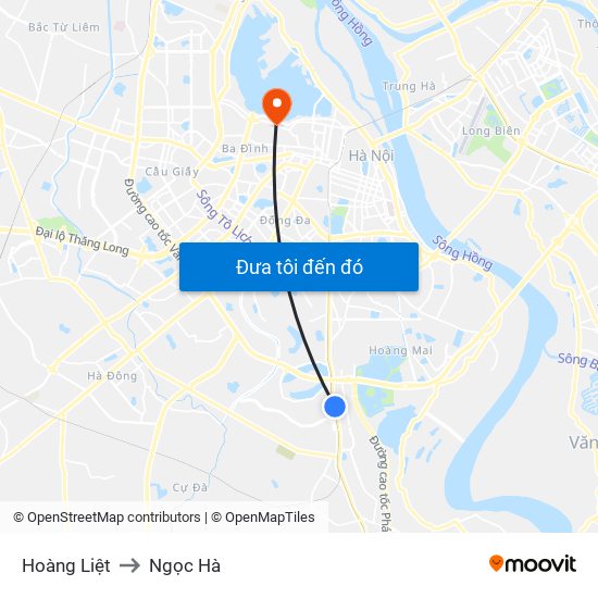 Hoàng Liệt to Ngọc Hà map
