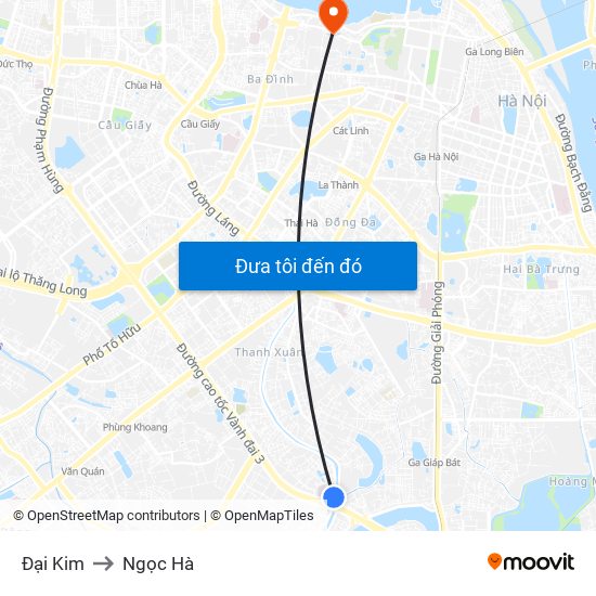 Đại Kim to Ngọc Hà map