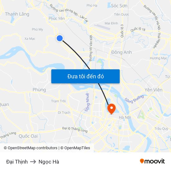 Đại Thịnh to Ngọc Hà map