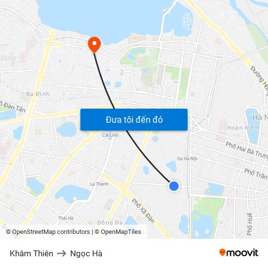Khâm Thiên to Ngọc Hà map
