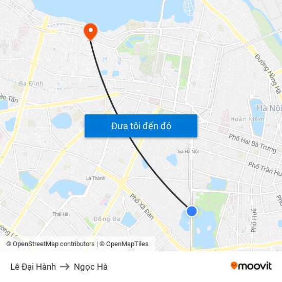Lê Đại Hành to Ngọc Hà map