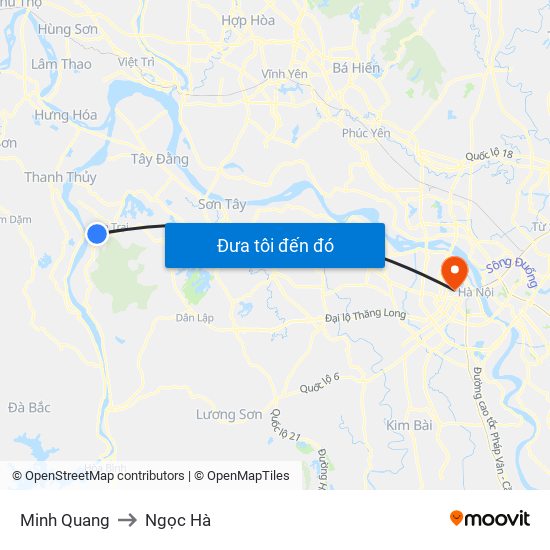 Minh Quang to Ngọc Hà map