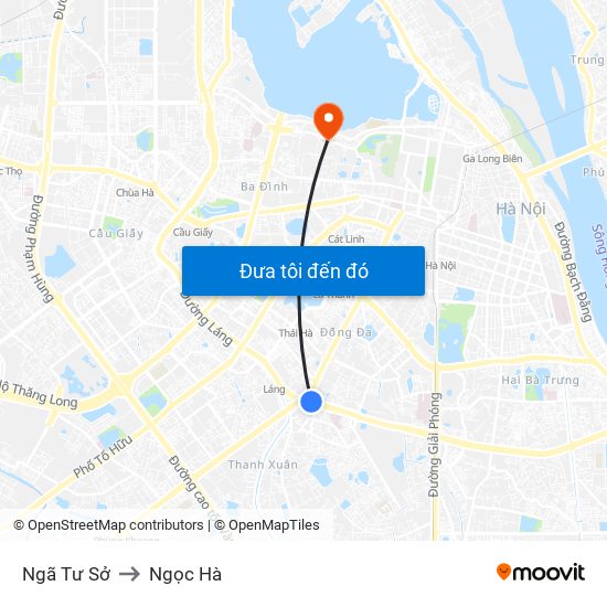 Ngã Tư Sở to Ngọc Hà map