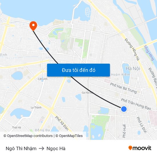 Ngô Thì Nhậm to Ngọc Hà map