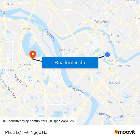 Phúc Lợi to Ngọc Hà map