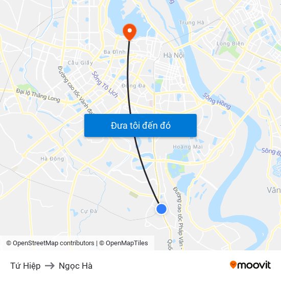 Tứ Hiệp to Ngọc Hà map