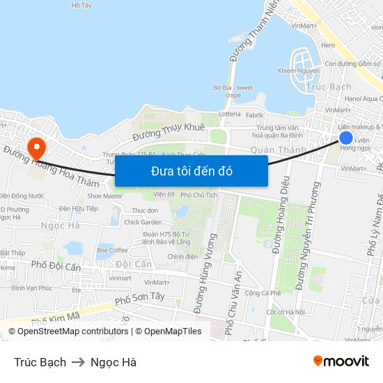 Trúc Bạch to Ngọc Hà map
