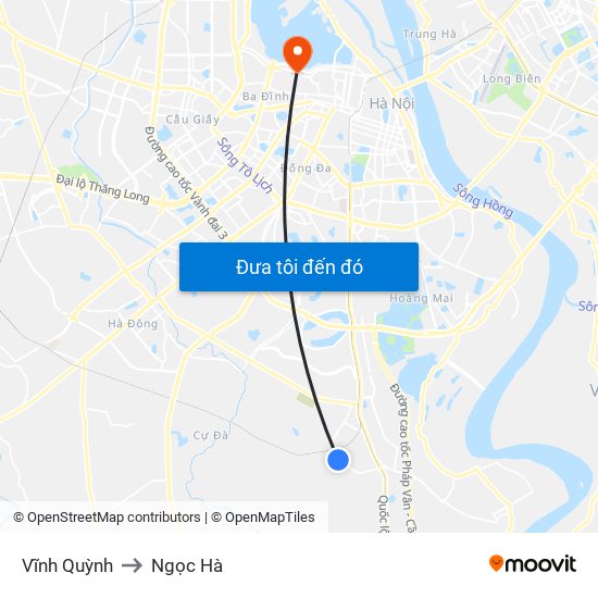 Vĩnh Quỳnh to Ngọc Hà map