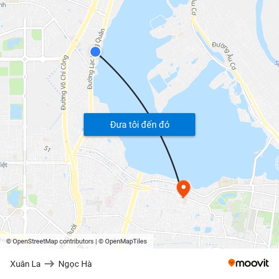 Xuân La to Ngọc Hà map