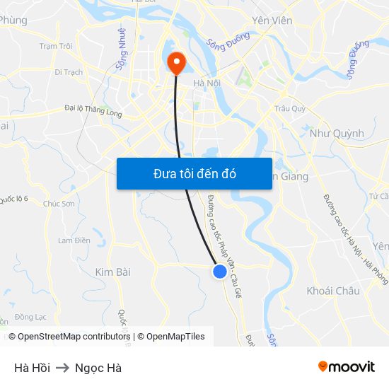 Hà Hồi to Ngọc Hà map