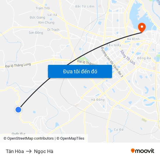 Tân Hòa to Ngọc Hà map